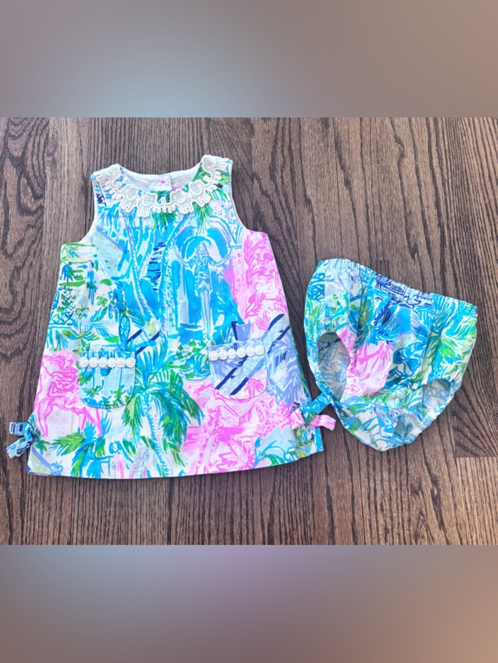 **SOLD** Lily Pulitzer “Bohemian Queen” Baby Shift Dress with Matching Bloomers